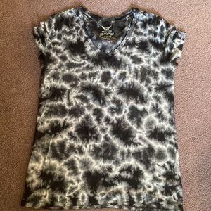 Navy blue and white tie dye shirt